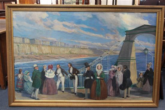English School Victorians promenading on the Chain Pier, Brighton 36 x 55in.